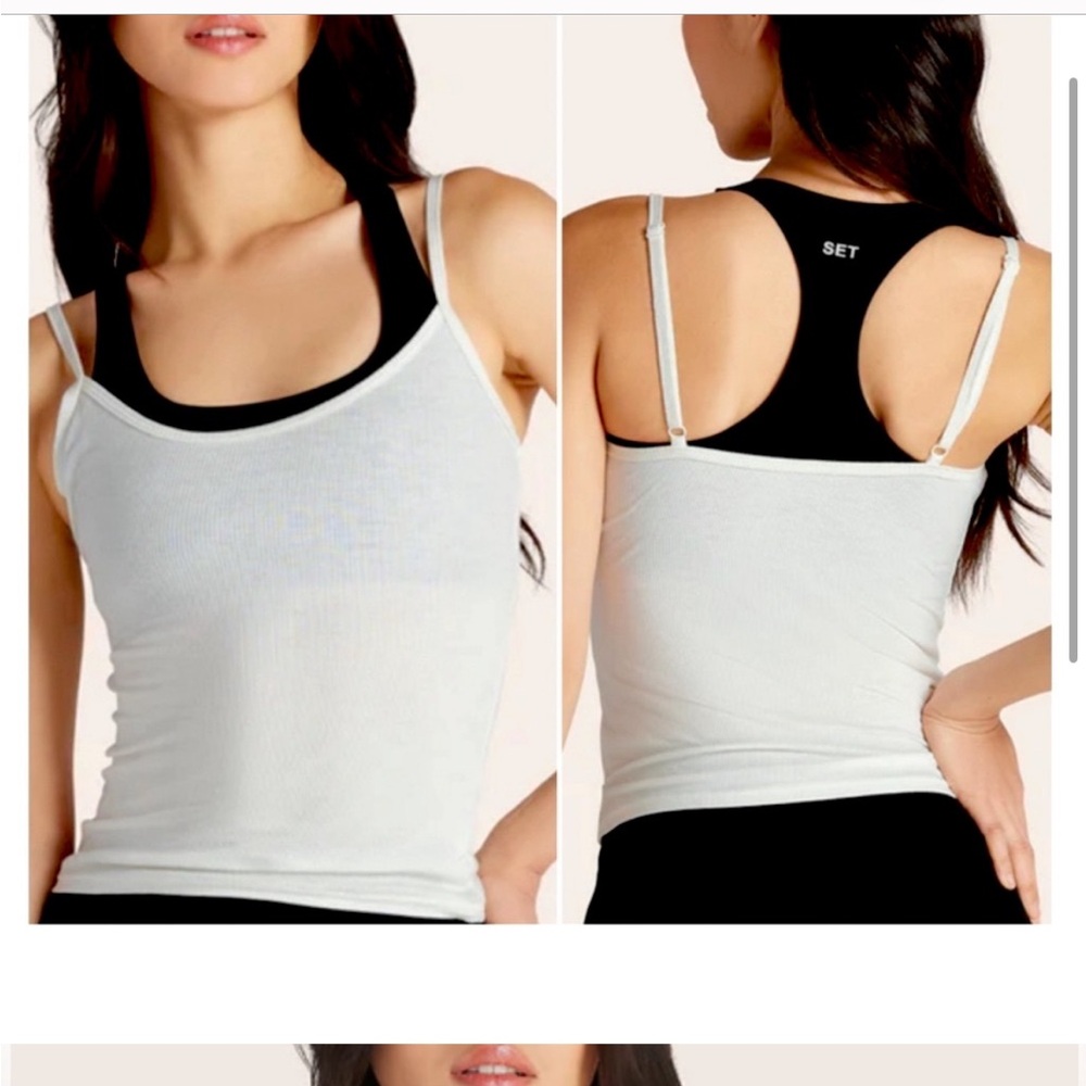 SET Active 2-in-1 Sporty Layered Cami + Sports Bra, NWT